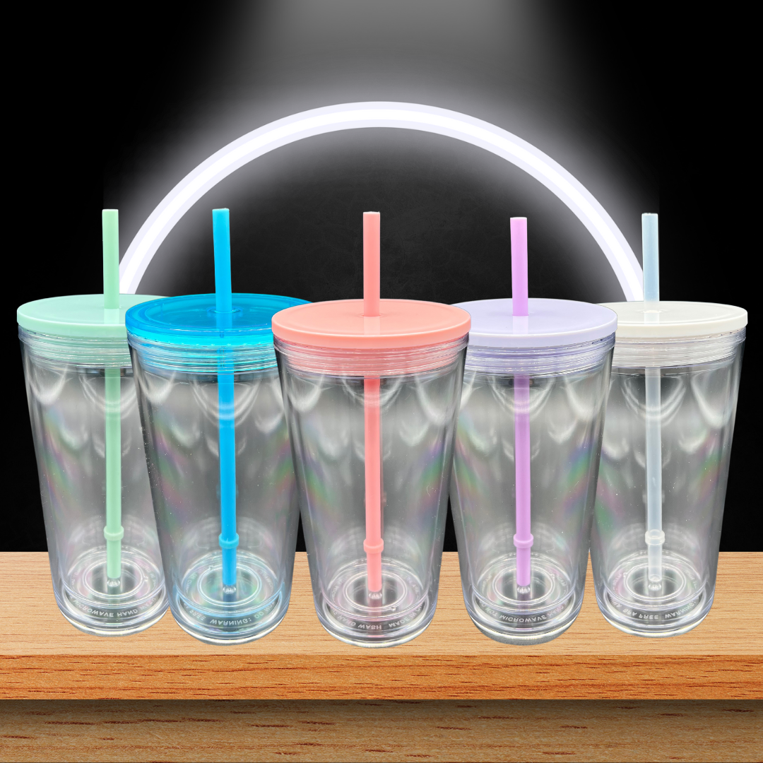 16-oz Double-Wall Clear Plastic Tumblers - Drinking Glasses