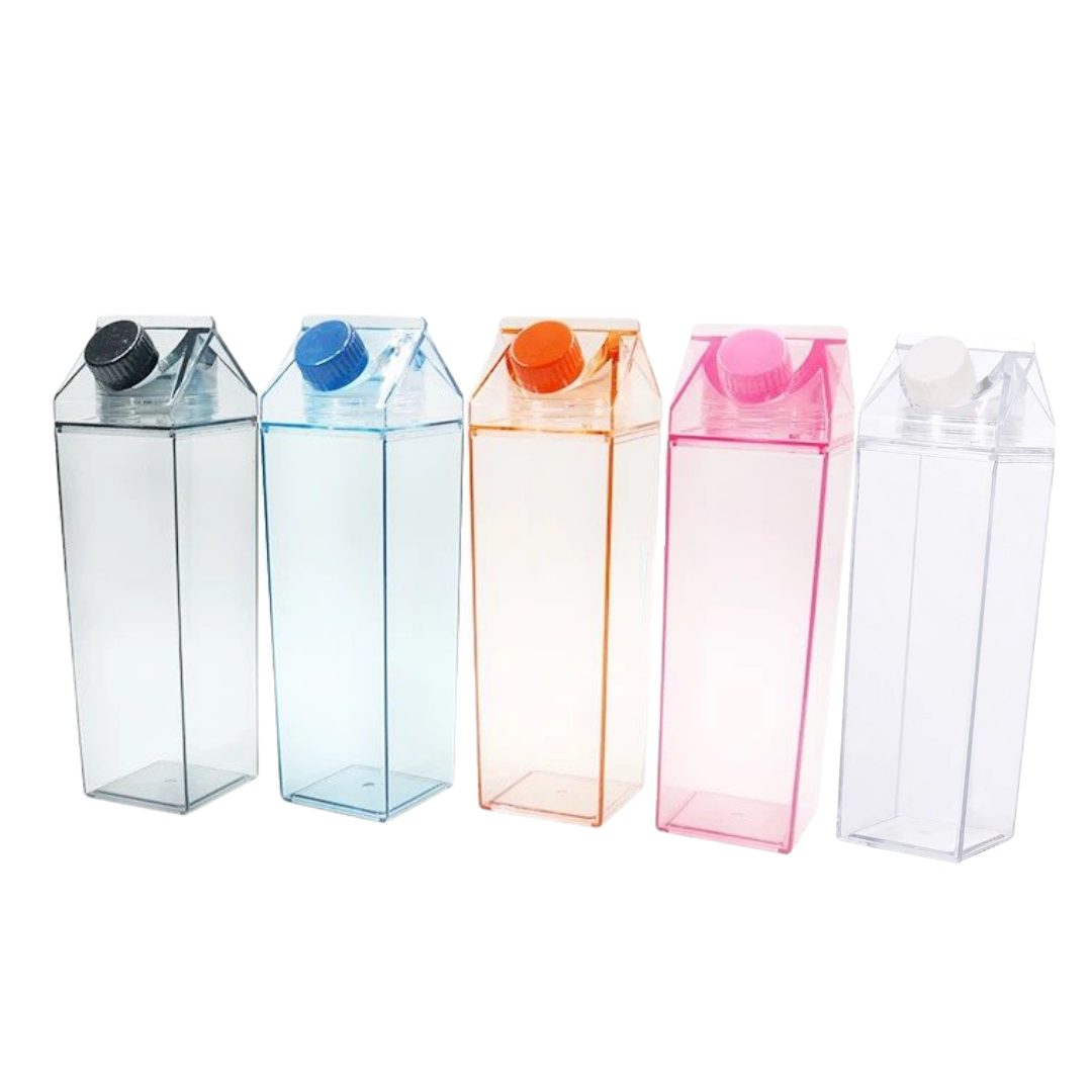 Clear Milk Carton Water Bottle  Water bottle, Bottle, Glass water bottle