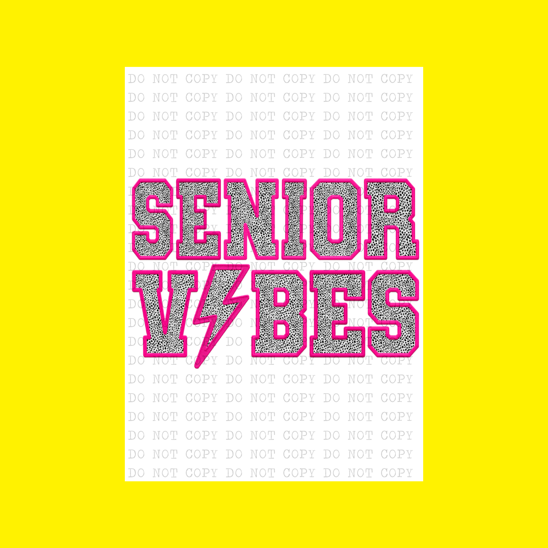 Senior Vibes Faux Embroidery | DTF Transfer