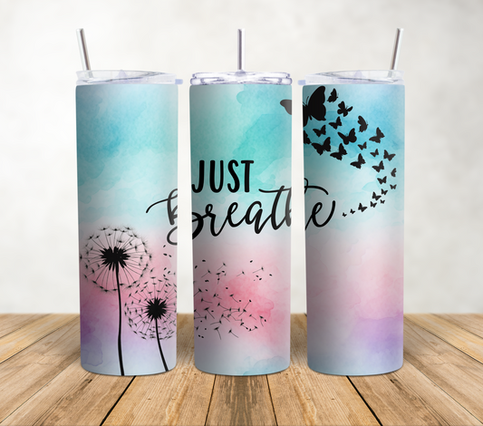 Just Breathe Watercolor Tumbler Wrap | 20oz Tumbler Wrap