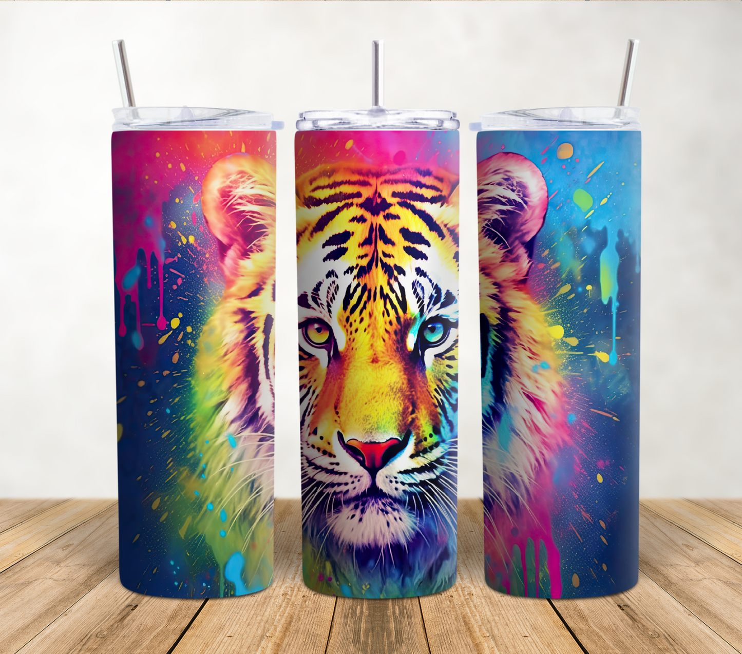 Tiger Splatter 20oz Sublimation Tumbler Wrap