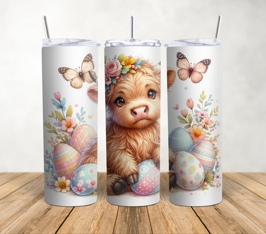 Easter Egg Highland Cow Tumbler Wrap | 20oz Tumbler Wrap