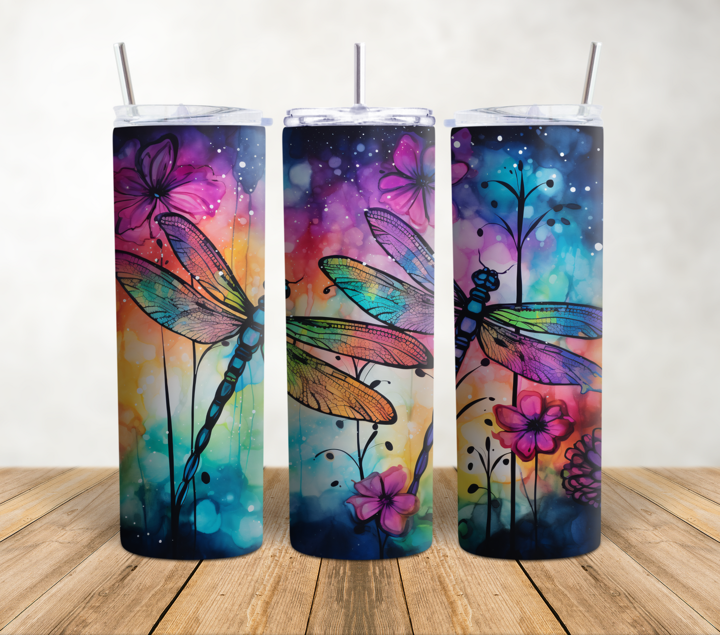 Stained Glass Dragon Fly Tumbler Wrap | 20oz Tumbler Wrap