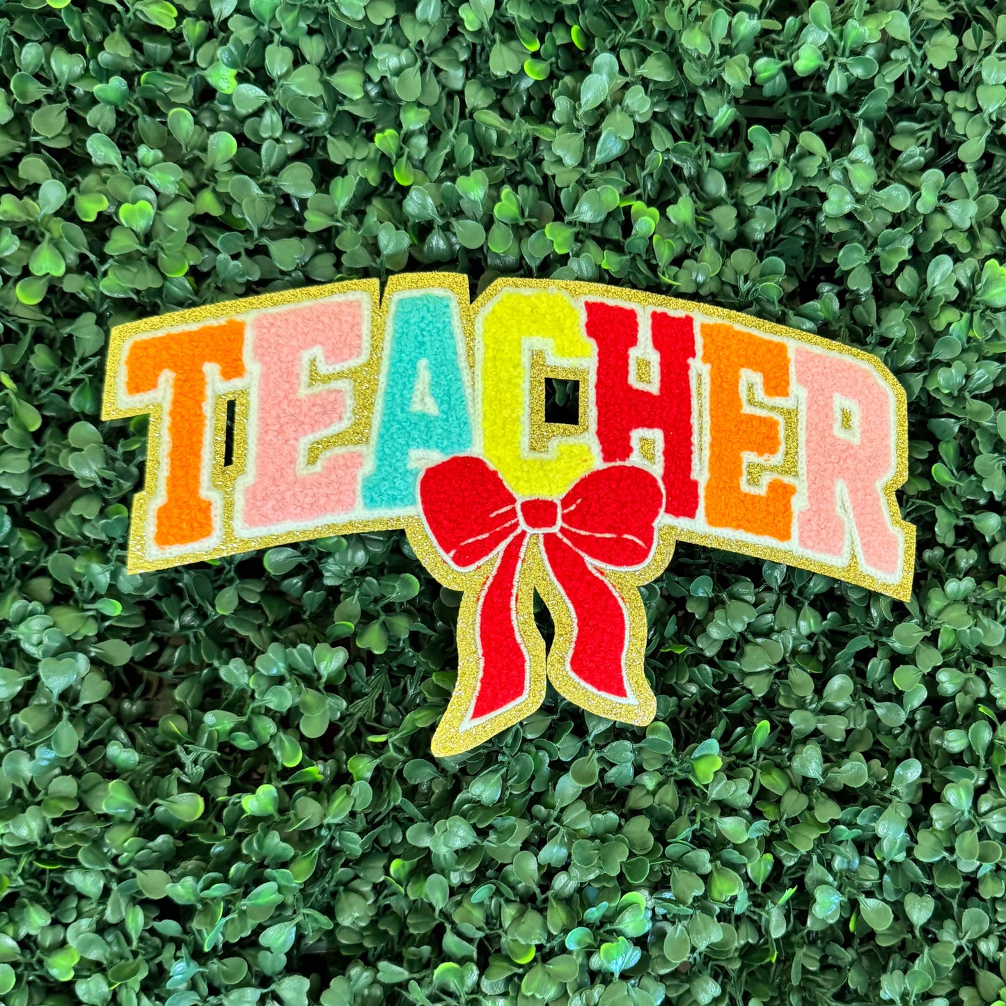 Teacher Bow Chenille Patch