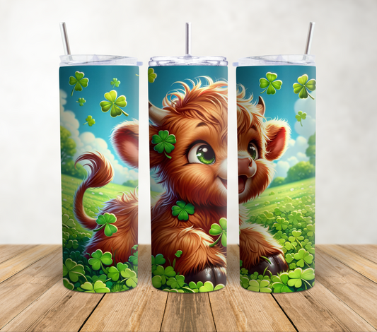 St. Patrick's Highland Cow Tumbler Wrap | 20oz Tumbler Wrap