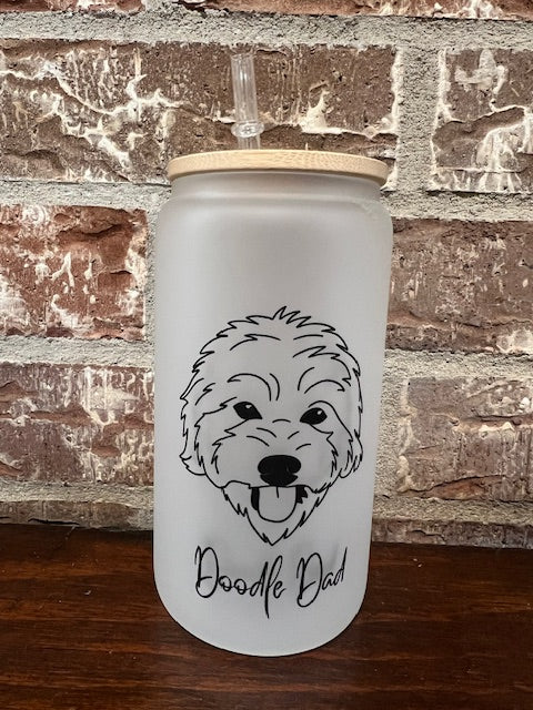 Doodle Dad 16oz Frosted Glass Can- Demo