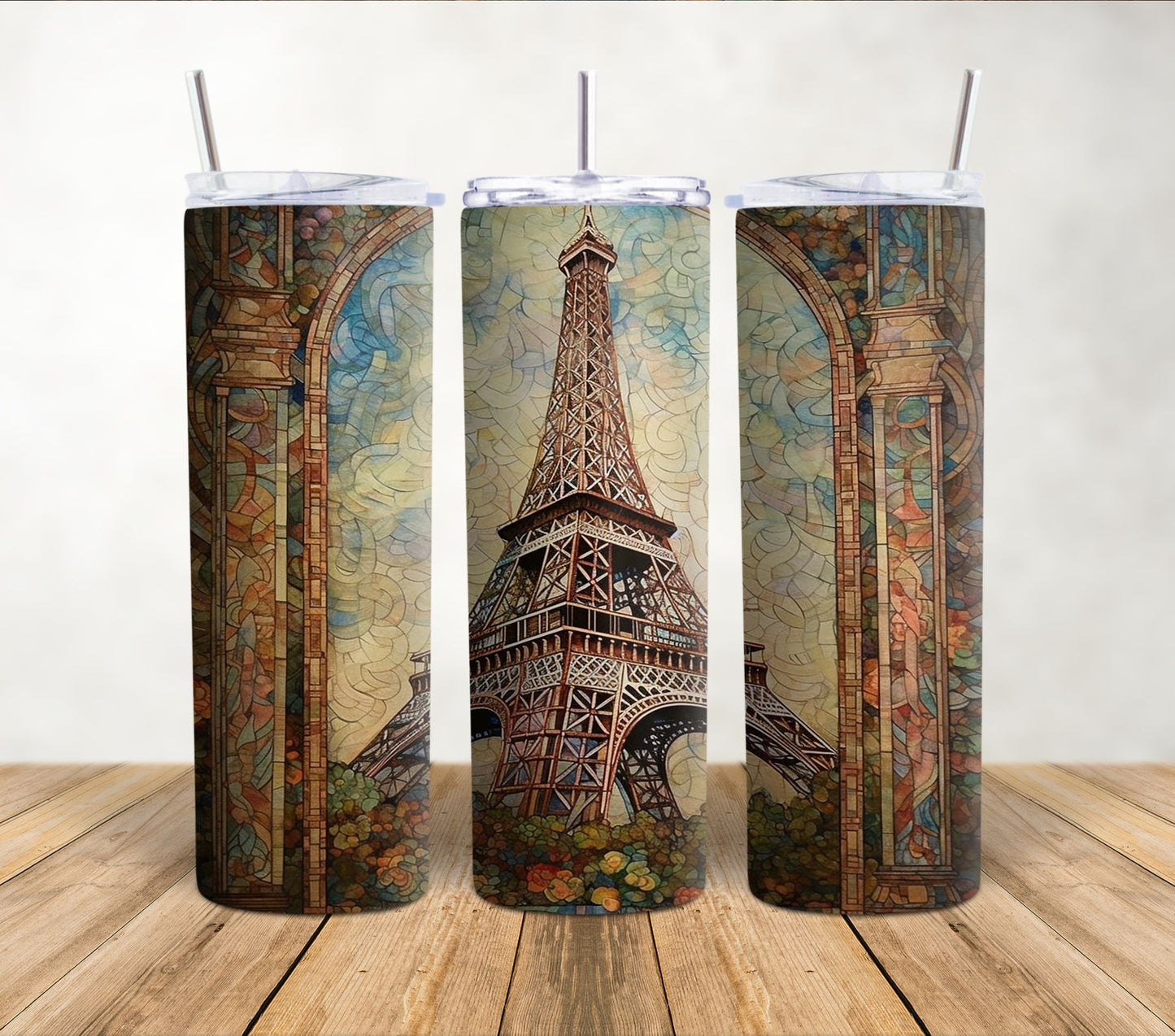 Eiffel Tower Stained Glass | 20oz Sublimation Tumbler Wrap