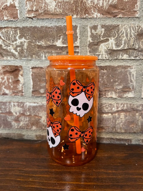 Girl Skeleton 16oz Glass Can- Demo