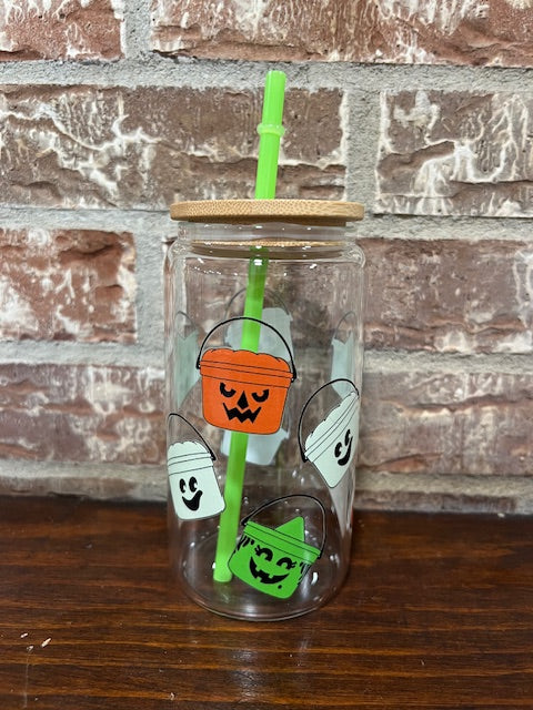 Halloween Buckets 16oz Glass Can- Demo