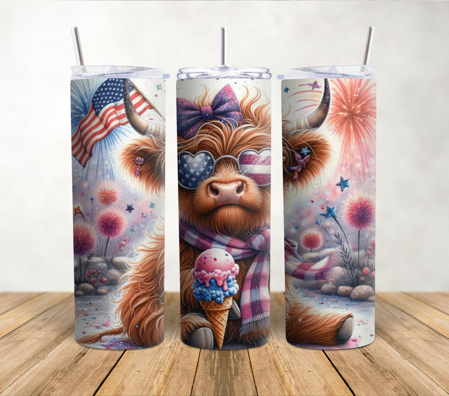 Highland Cow America | 20oz Sublimation Tumbler Wrap