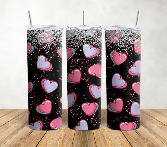 Glitter Hearts 20oz Tumbler Wrap