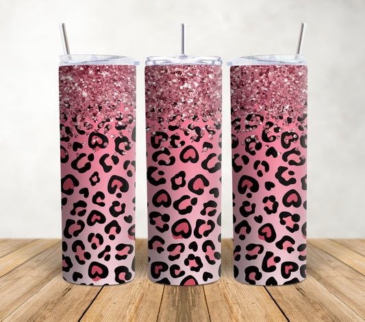 Pink Leopard Glitter 20oz Tumbler Wrap