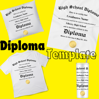 Editable Diploma Template for Graduation Gifts