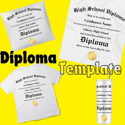 Editable Diploma Template for Graduation Gifts