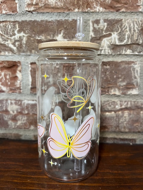 Butterfly 16oz Glass Can- Demo