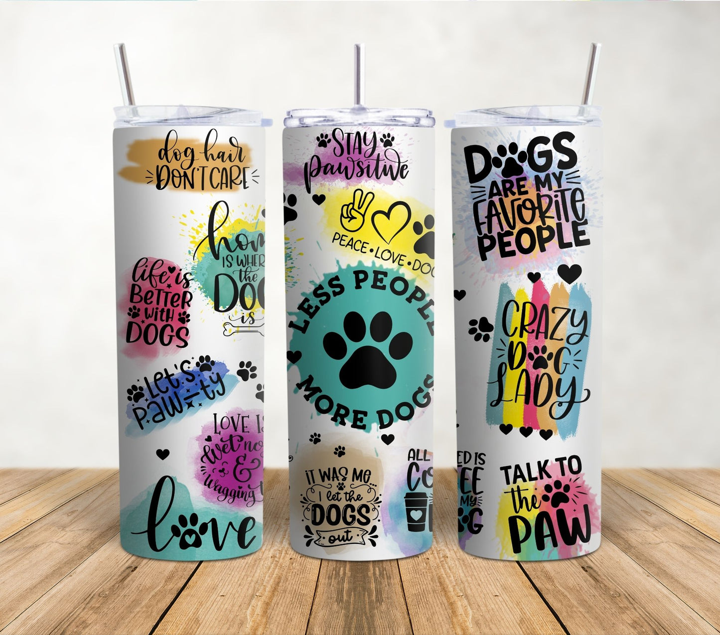 Less People More Dogs | 20oz Sublimation Tumbler Wrap