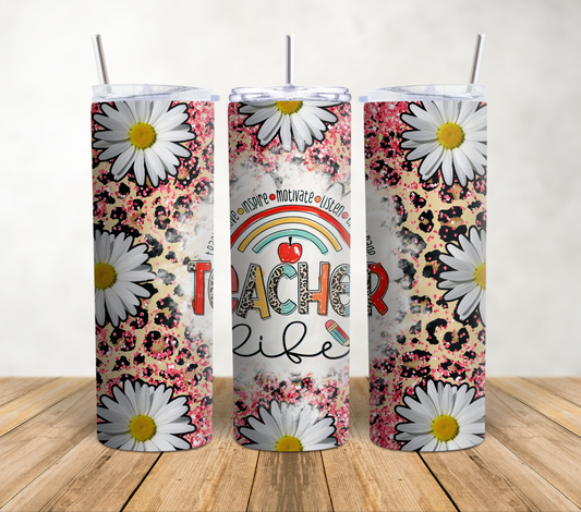 Teacher Life Flowers - 20oz Tumbler Wrap