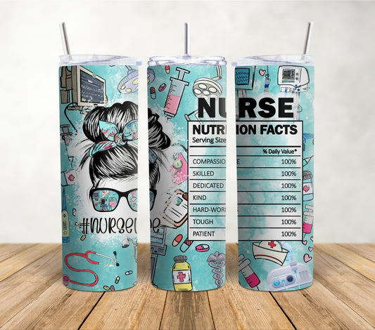 Nurse Nutrition Facts | 20oz Sublimation Tumbler Wrap