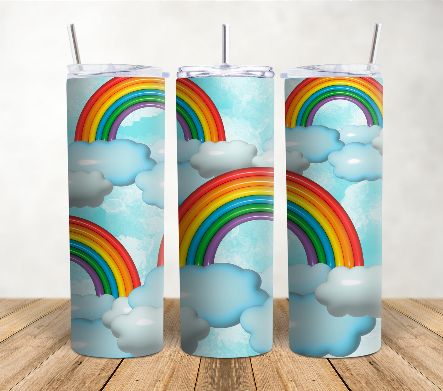 Rainbow Clouds 20oz Sublimation Tumbler Wrap