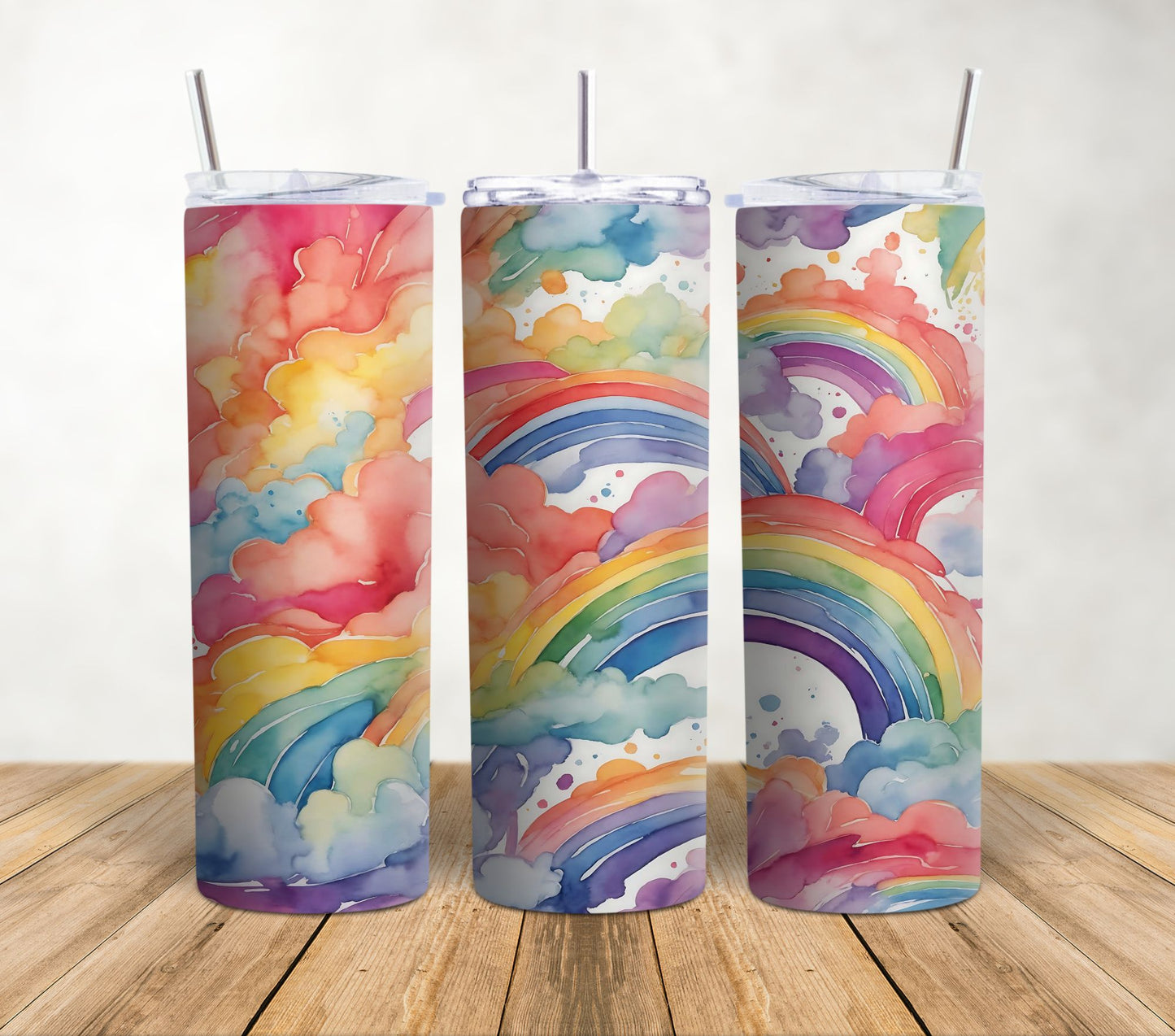 Watercolor Rainbows | 20oz Sublimation Tumbler Wrap