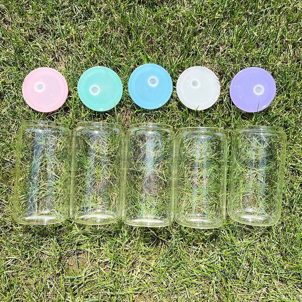Colorful Lid Colored Unbreakable Split Glass Cans 16oz Sublimation Jelly  Cups For DIY Beer And Unbreakable Split Glass Jars From Zeal_web, $2.24