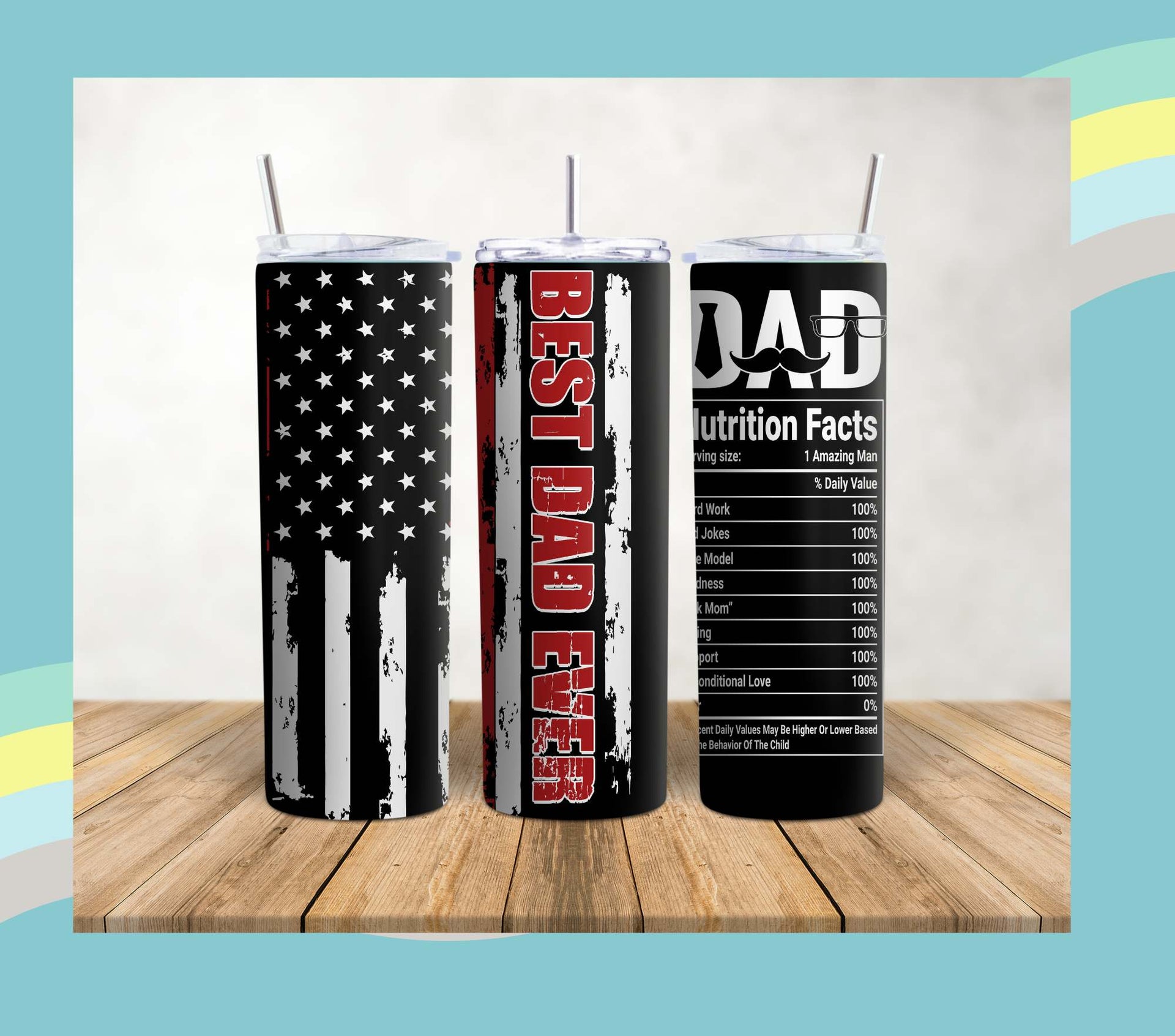 Patriotic Best Dad Ever - 20 oz Skinny Tumbler