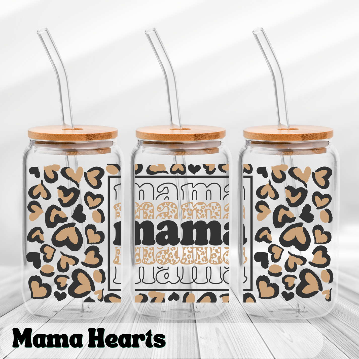 Mama Hearts Uv Wrap 16oz Glass Can Omg Cups 